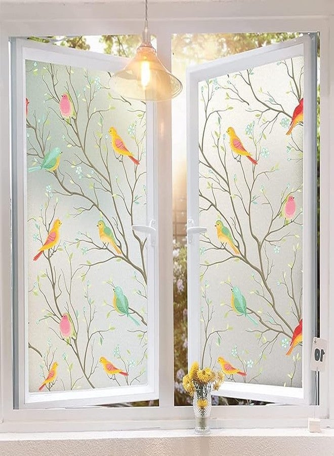 SUNBIRD Window Privacy Film, Stained Flute Window Film, Tulip Vinyl Glass 3D Decorative Glass Covering, Sun Blocking Cover for Home, (Bird, 45 x 254cm) - Image 1